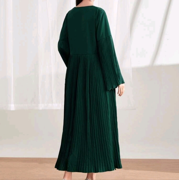 Trumpet Sleeve Tassel Trim Open Front Abaya - Picture 2 of 2